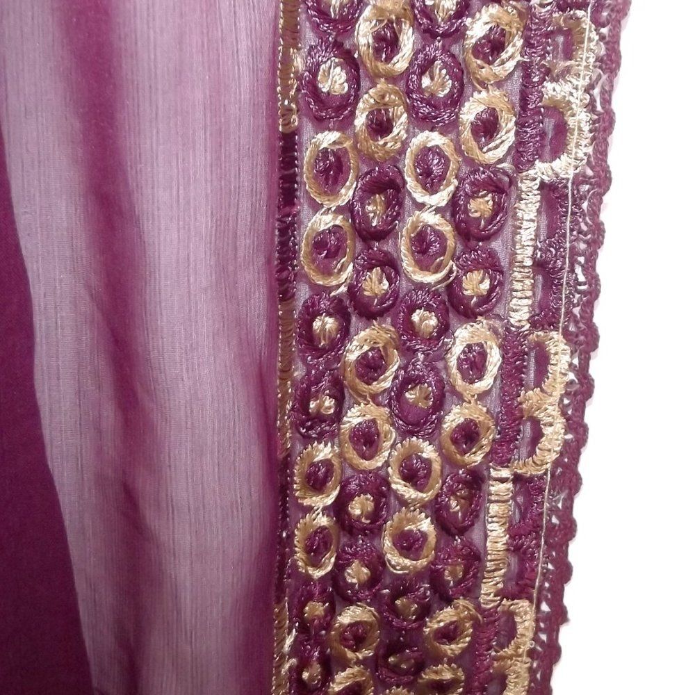 Large Scarf/Wrap, 74x34, Teal/Berry, Embroidered, Lightweight, Cover-up - Picture 6 of 7